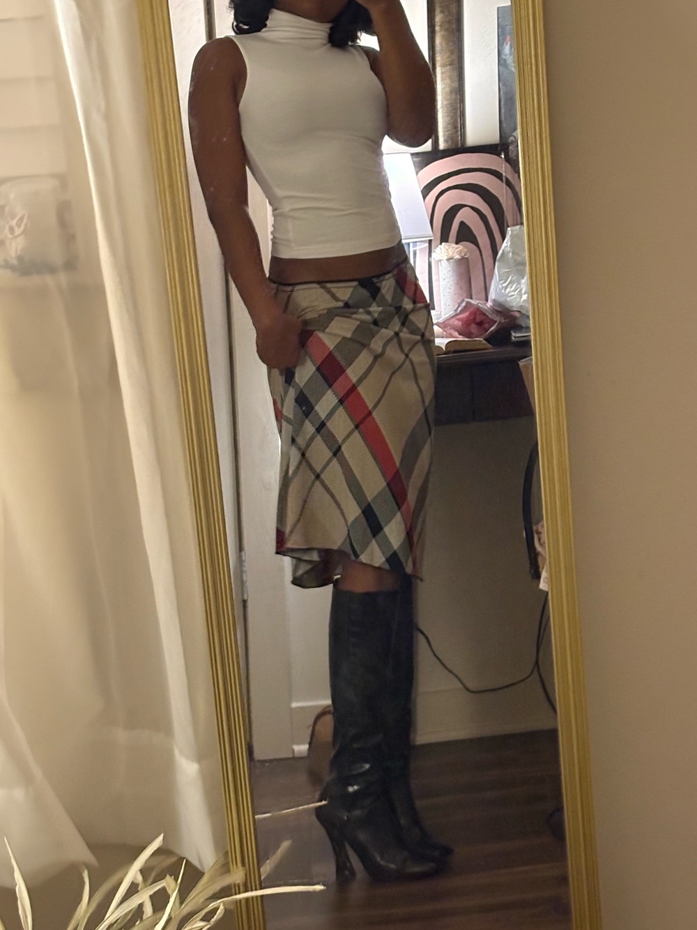 Black Croc Knee High Boots - Picture 4 of 4